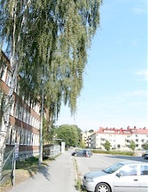 Torggatan fran t-bana Lokal till vänster i bild